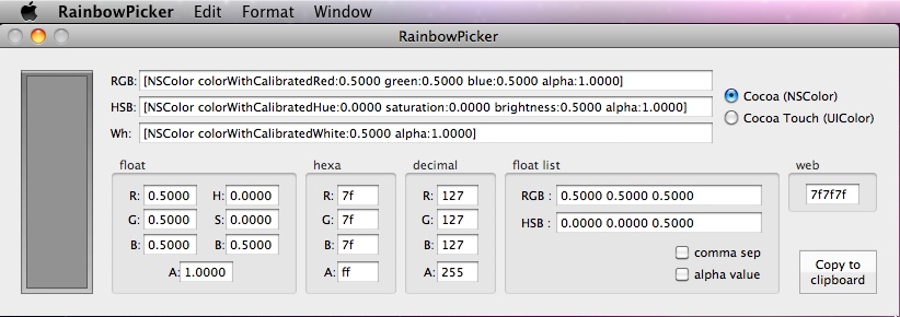 RainbowPicker 1.0 : Main window
