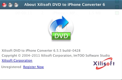 Xilisoft DVD to iPhone Converter 6.5 : About window