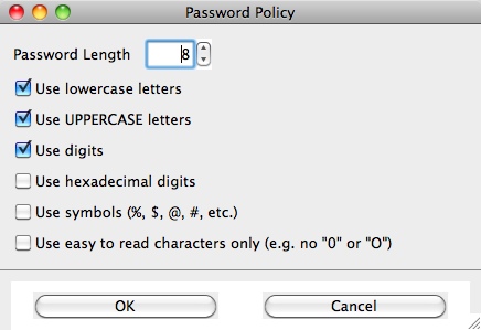 Password Gorilla 1.5 : Password Policy