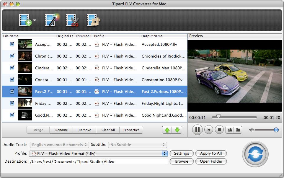 Tipard FLV Converter for Mac 3.6 : Program window