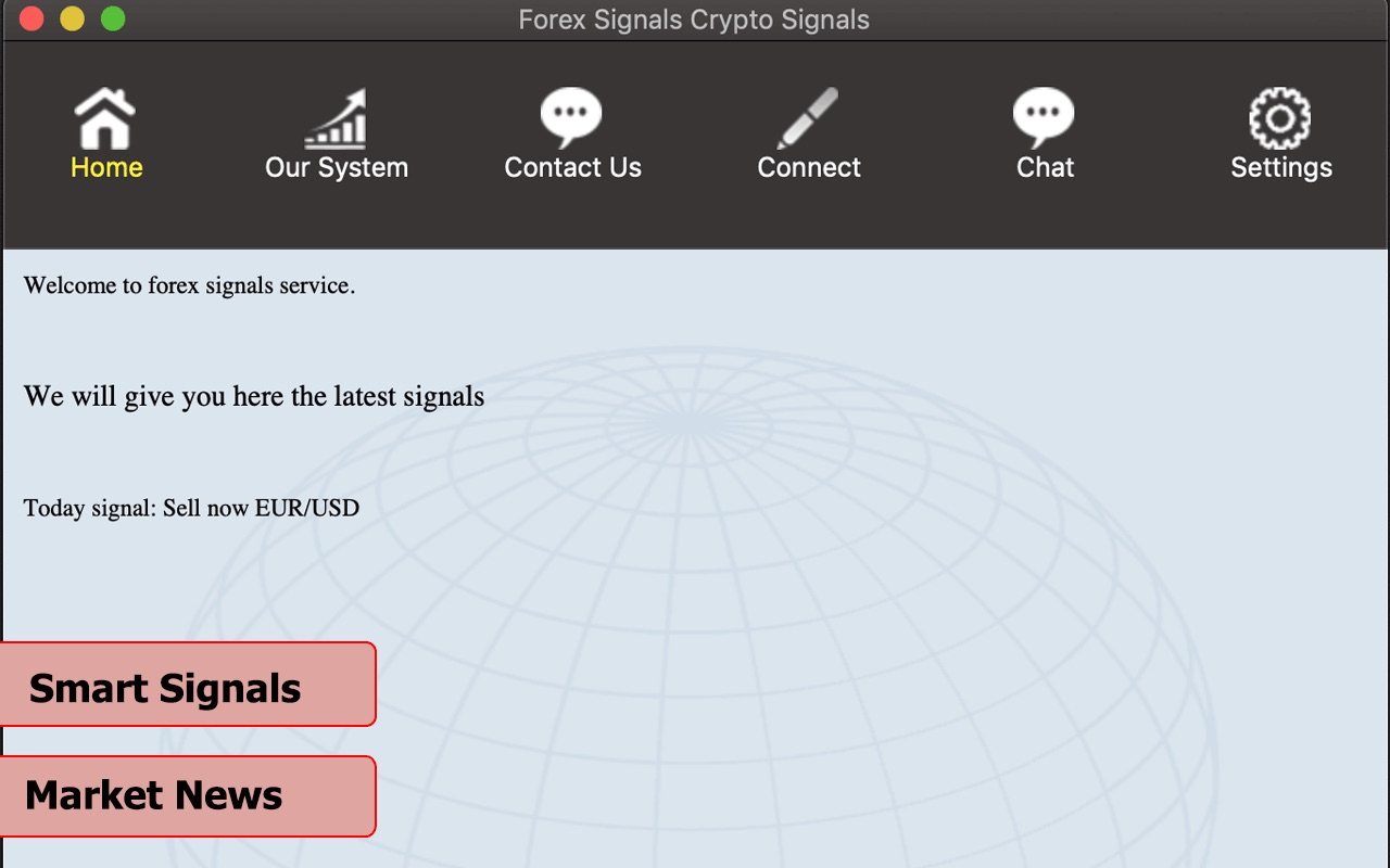 Forex Signals Crypto Signals 1.1 : Main Window