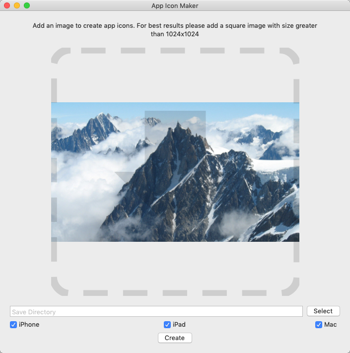 AppIcon Maker 1.1 : Add Image Window