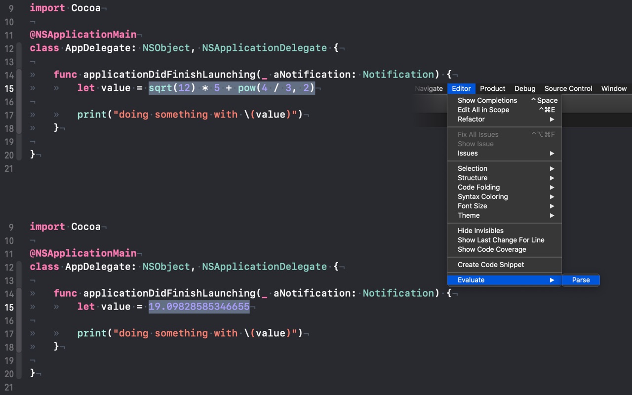 Evaluate for Xcode 1.0 : Main Window
