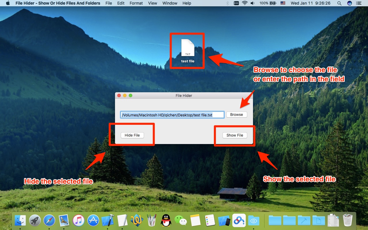File Hider - Show Or Hide Files And Folders 1.0 : Main Window