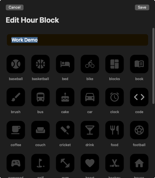 Hour Blocks 6.2 : Edit Schedule Window