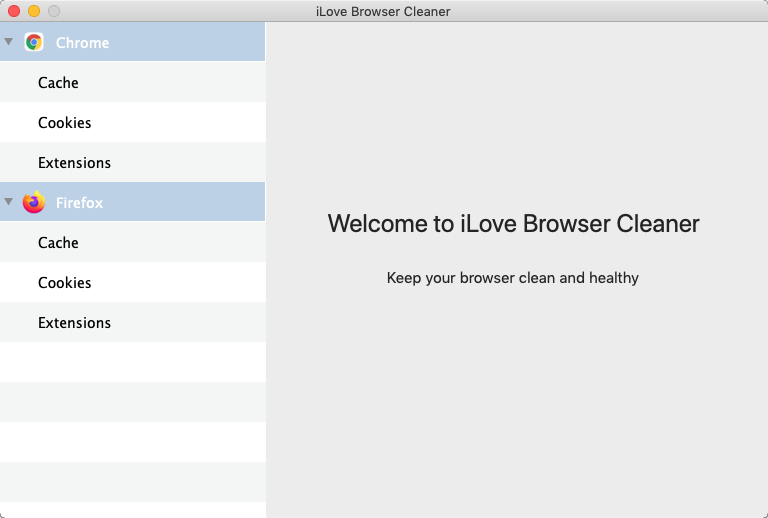 iLove Browser Cleaner 2.1 : Main Window