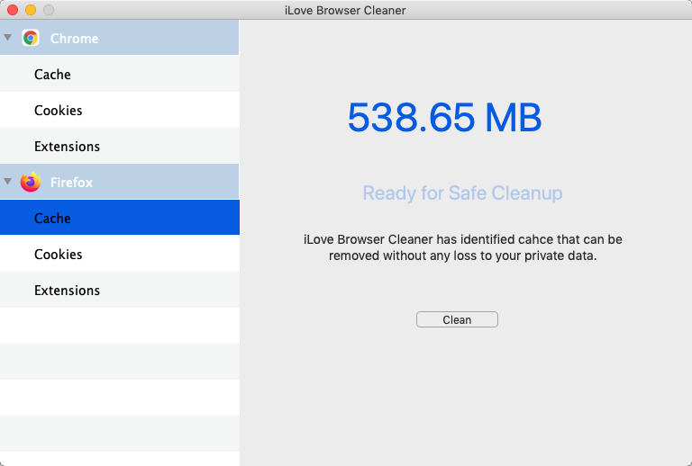 iLove Browser Cleaner 2.1 : Clean Window