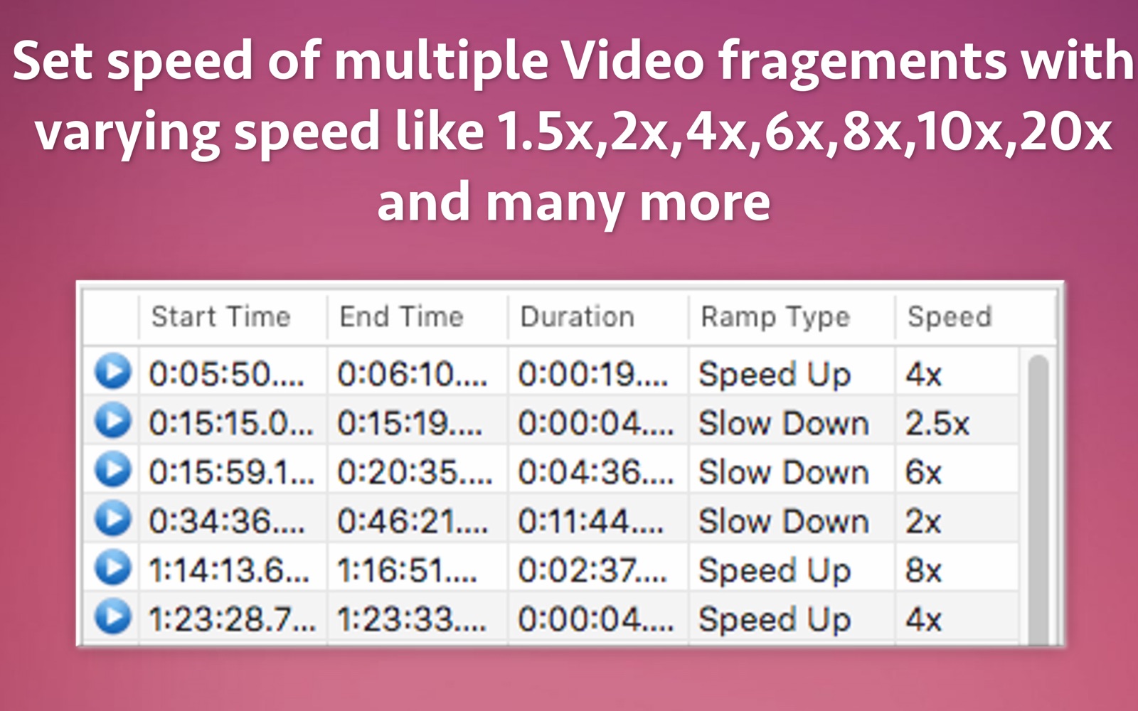 Video slow & fast speed Ramp 5.0 : Main Window