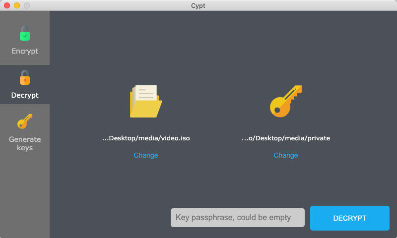 Cypt 1.1 : Decrypt File Window