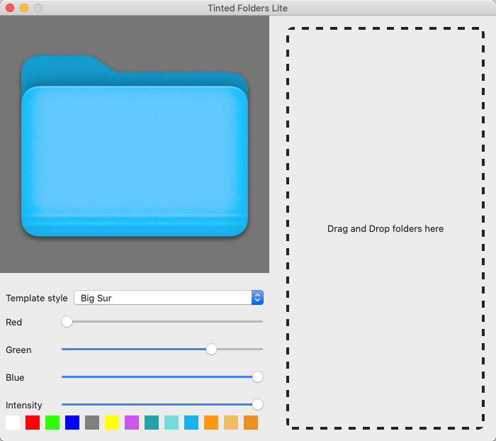 Tinted Folders Lite 1.1 : Main Window