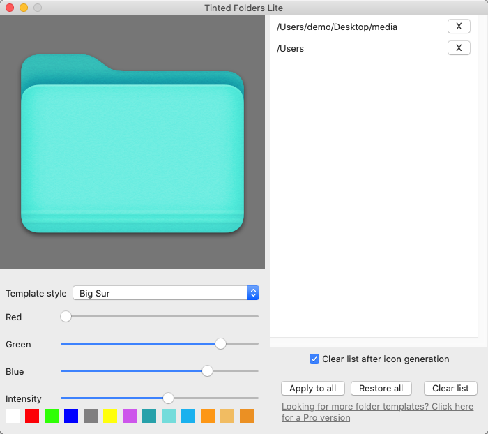Tinted Folders Lite 1.1 : Edit Window