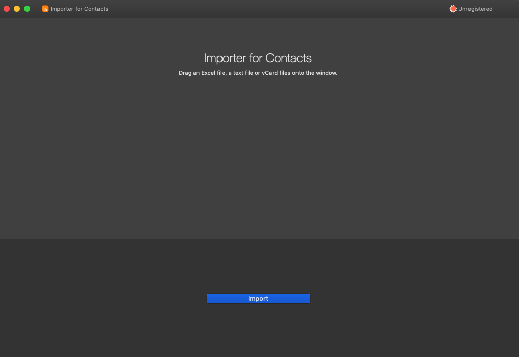 Importer for Contacts 1.6 : Main interface