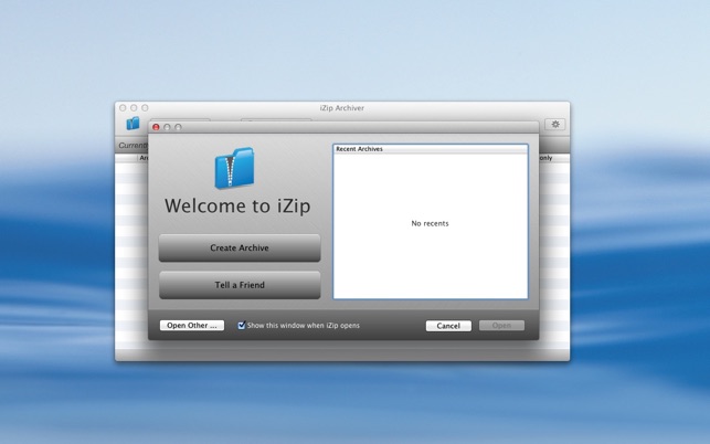 iZip Archiver 1.9 : Main Window