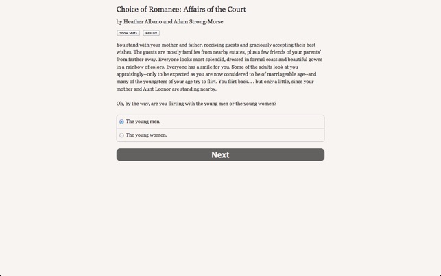 Choice of Romance: Affairs of the Court 3.0 : Main Window