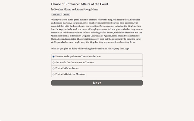 Choice of Romance: Affairs of the Court 3.0 : Main Window