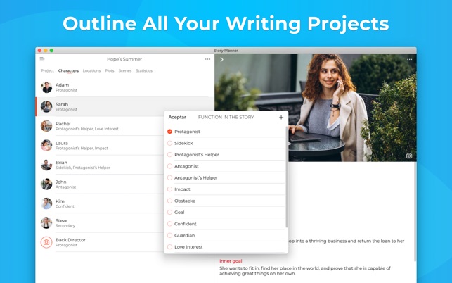 Story Planner for Writers 5.3 : Main Window