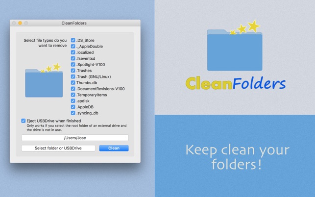 CleanFolders 1.3 : Main Window