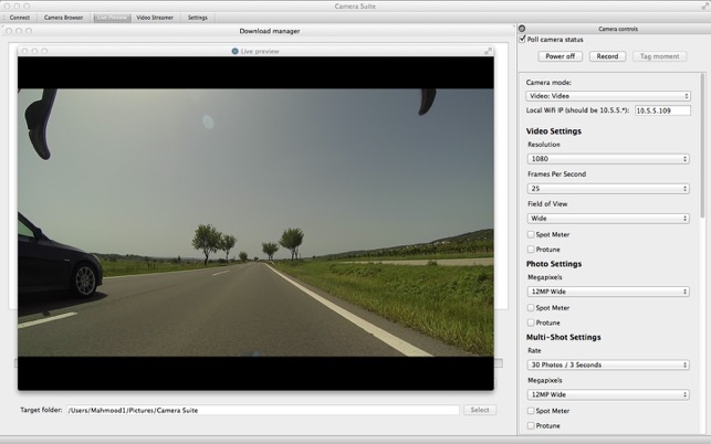 Camera Suite for GoPro Hero 1.2 : Main Window
