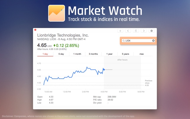 Market Watch 1.0 : Main Window