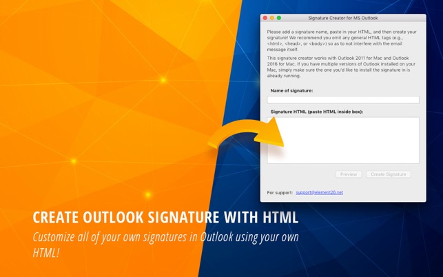 HTML Email Signature 1.6 : Main Window