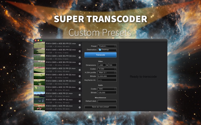 Super Transcoder 1.1 : Main Window