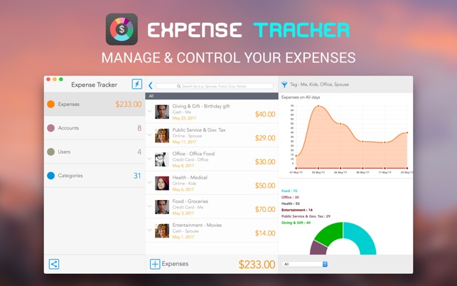 Expense Tracker 1.0 : Main Window