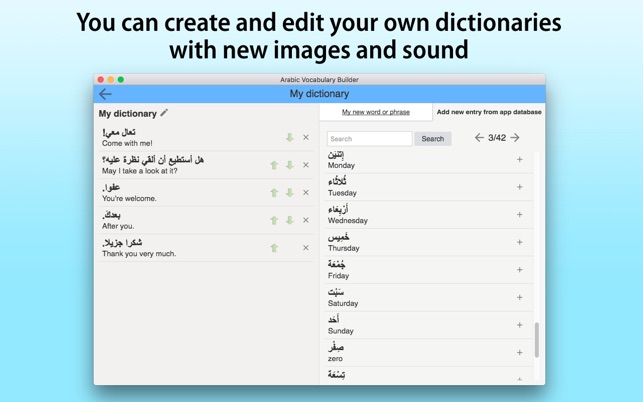 Arabic Vocabulary Builder 1.6 : Main Window