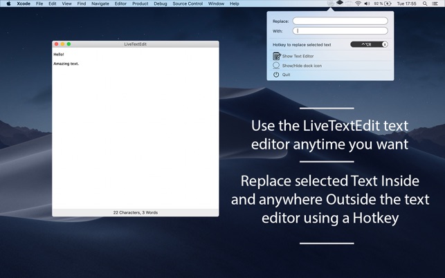 LiveTextEdit-Replace any text : Main Window