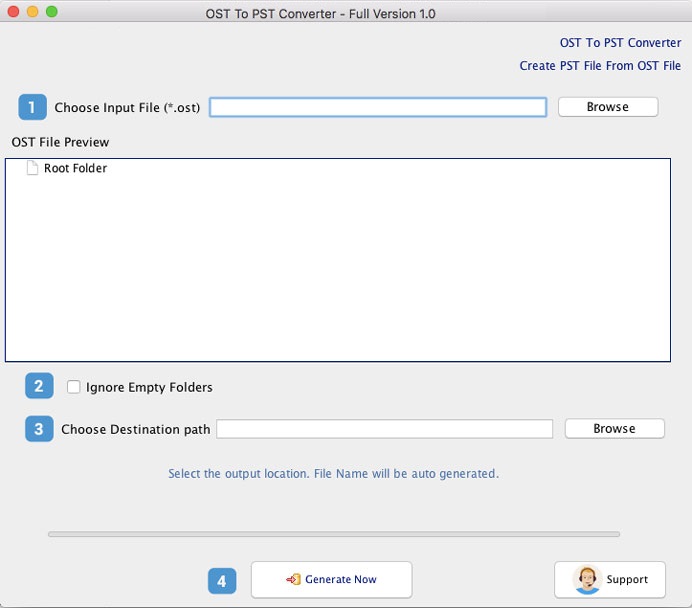 Convert OST file to PST on Mac 1.0 : Main Window