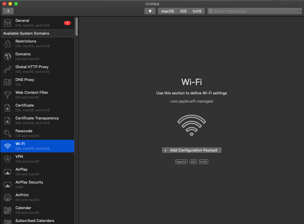 iMazing Profile Editor 1.4 : Wifi tab