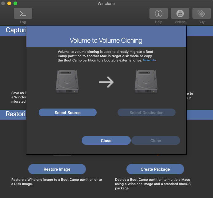 Winclone 9.0 : Volume screen