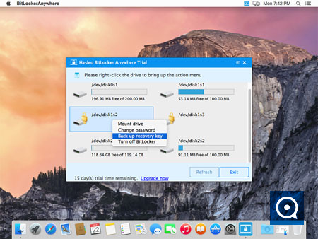Hasleo BitLocker Anywhere For Mac Trail 8.0 : Export BitLocker Recovery Key or Startup Key