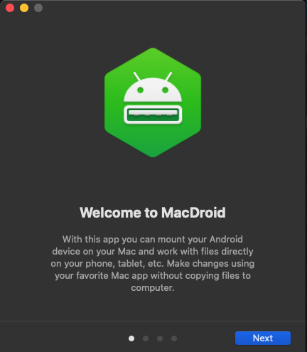 MacDroid 1.3 : Welcome window