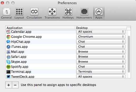 TotalSpaces 2.9 : Apps Preferences