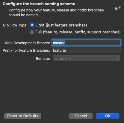 SmartGit 20.2 : Branch settings window