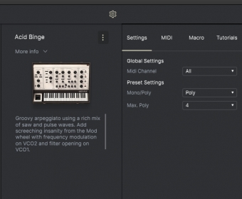 Advanced settings screen