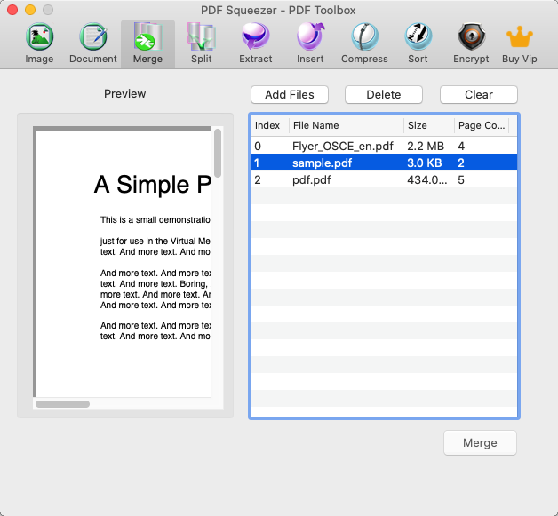 PDF Squeezer - PDF Toolbox 6.1 : Merge Window