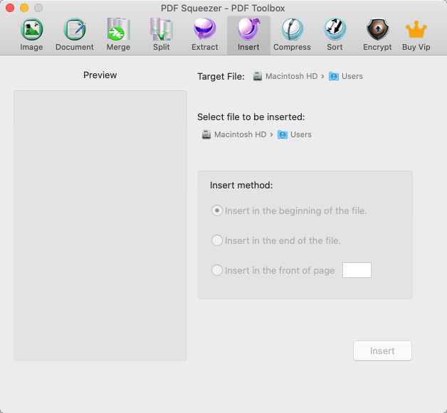 PDF Squeezer - PDF Toolbox 6.1 : Insert Window