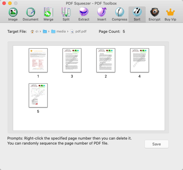 PDF Squeezer - PDF Toolbox 6.1 : Sort Window