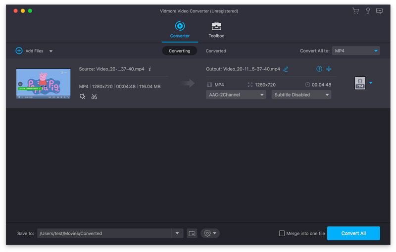 Vidmore Video Converter for Mac 2.0 : Main Window