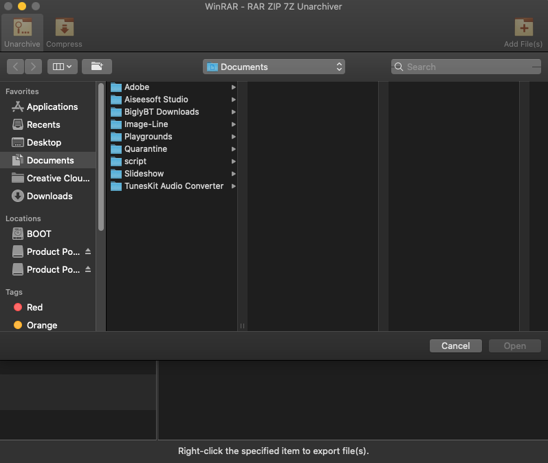 WinRAR - RAR ZIP 7Z Unarchiver 2.1 : Browse file screen