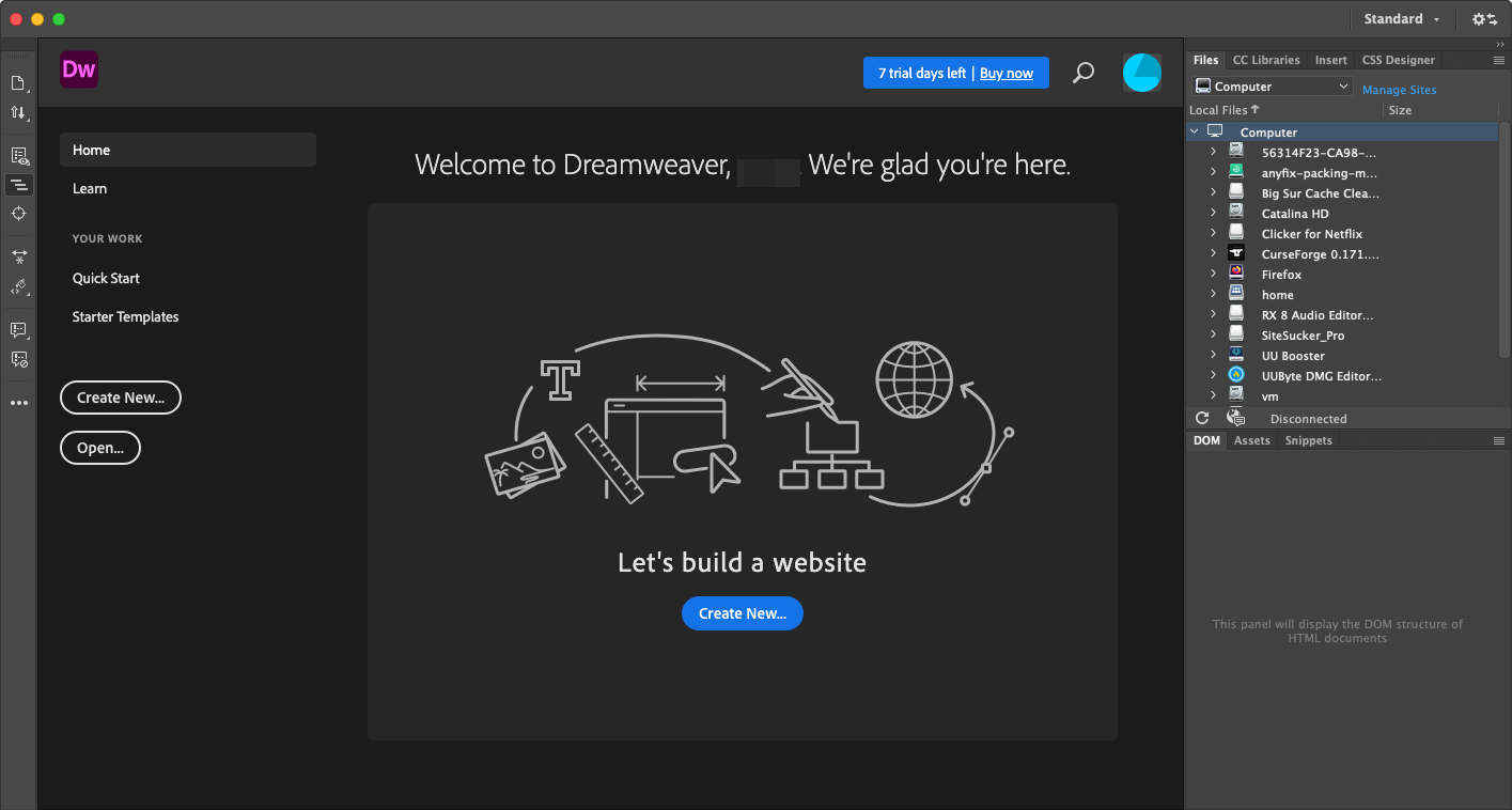 Adobe Dreamweaver 2021 21.1 : Main Window