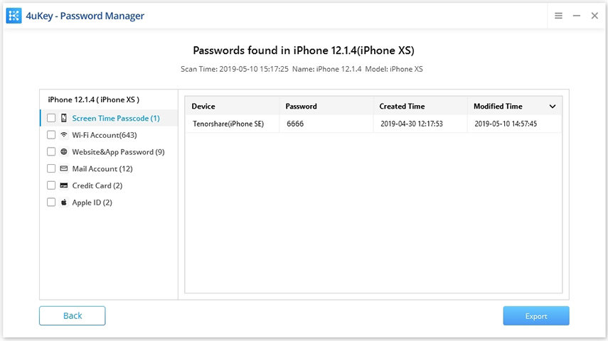 Tenorshare 4uKey - Password Manager(Mac) 1.4 : Main Window