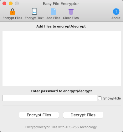 Easy File Encryptor 1.0 : Main Window