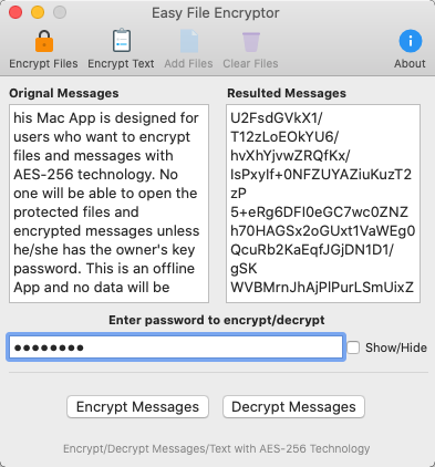 Easy File Encryptor 1.0 : Encrypt Text Window