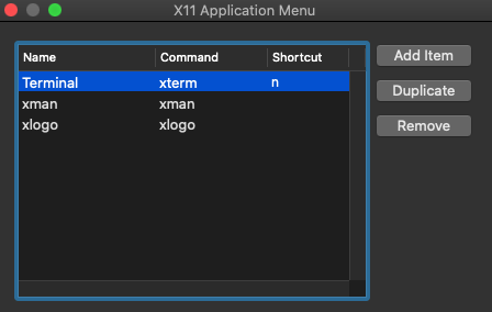 XQuartz 2.8 : Application menu