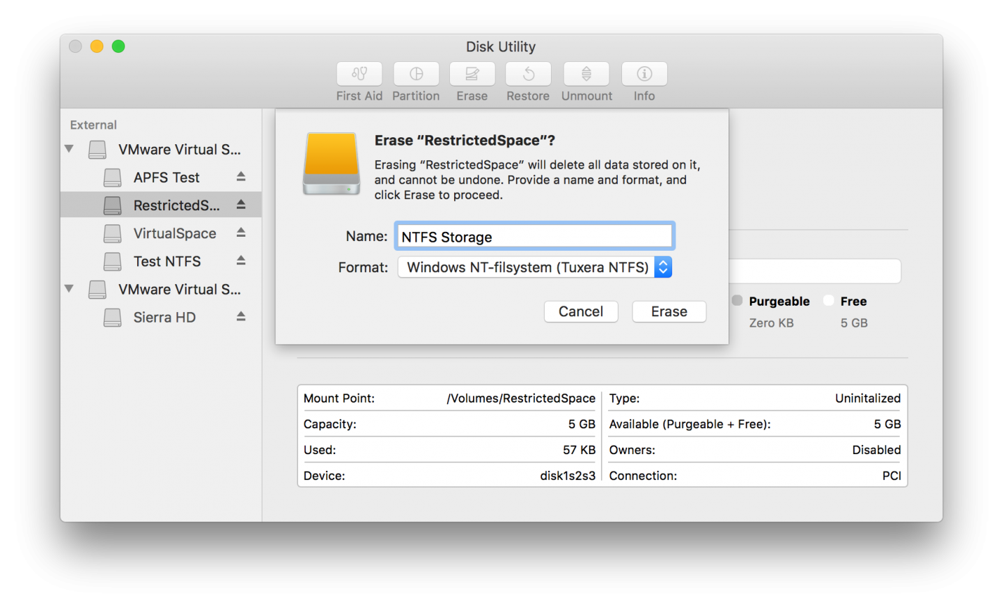 Tuxera NTFS for Mac 2020 : Main Window