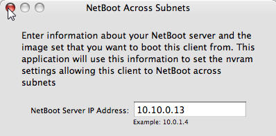 NetBoot Across Subnets 1.2 : Main window