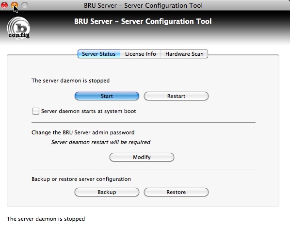 BRU Server Config Tool 2.0 : Main window