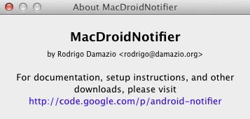 MacDroidNotifier 0.2 : About window